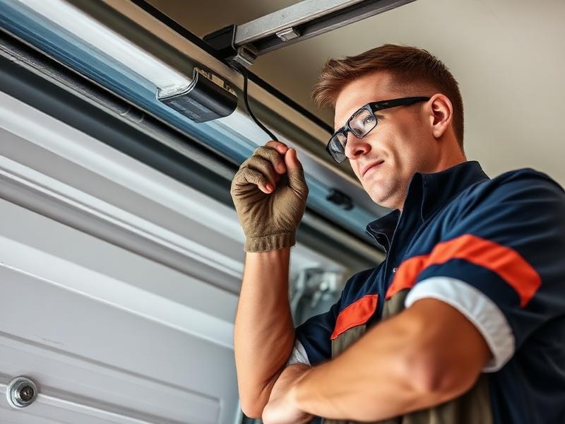 Professional garage door technician at work in Redding CT